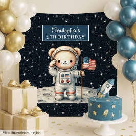 Teddy Astronaut Hintergrund für Little Boy's Party Wandteppich