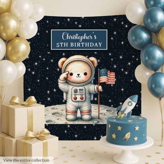 Teddy Astronaut Hintergrund für Little Boy's Party Wandteppich