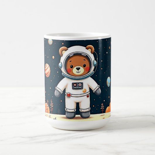 Teddy Astronaut Planet Spaziergang Kaffeetasse (Mittel)
