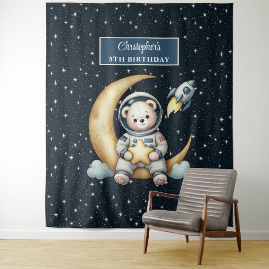 Teddy Astronaut Wall Tapestry für Junge Party Wandteppich (Beispiel)