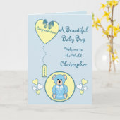 Teddy-Baby-Boy-Card-Teddy ist blau und gelb Karte (Gelbe Blume)