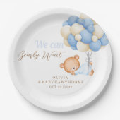 Teddy Baby Boy Shower Pappteller (Vorderseite)
