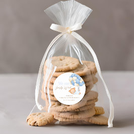 Teddy Baby Boy Shower Runder Aufkleber