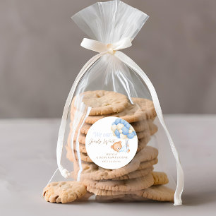 Teddy Baby Boy Shower Runder Aufkleber