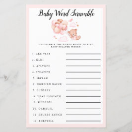 Teddy Baby Dusche Pink Baby Word Scramble Spiel