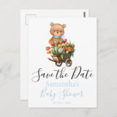 Teddy Baby Dusche Rustikale Flora Save the Date Postkarte (Vorne/Hinten)