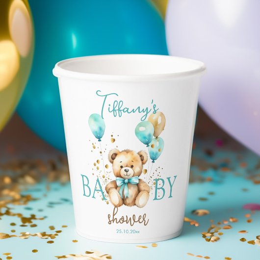 Teddy Baby Duschgeschirr niedliches Aqua-Braun Pappbecher