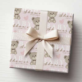 Teddy BABY SHOWER Pink Geschenkpapier