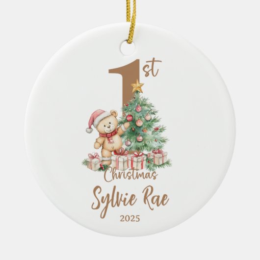 Teddy Baby's First Christmas Keramik Ornament (Vorne)