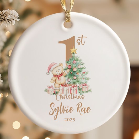Teddy Baby's First Christmas Keramik Ornament