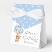 Teddy Balloon Bearly Wait Birthday Boy Blue Favor Geschenkschachtel (Vorderseite)