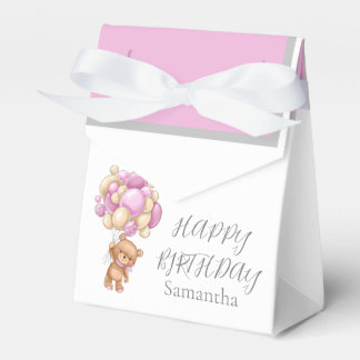 Teddy Balloon Bearly Wait Birthday Girl Favor Box Geschenkschachtel