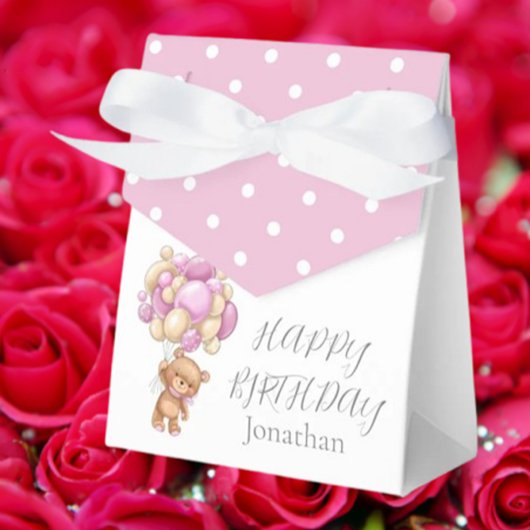 Teddy Balloon Bearly Wait Birthday Girl Pink Geschenkschachtel