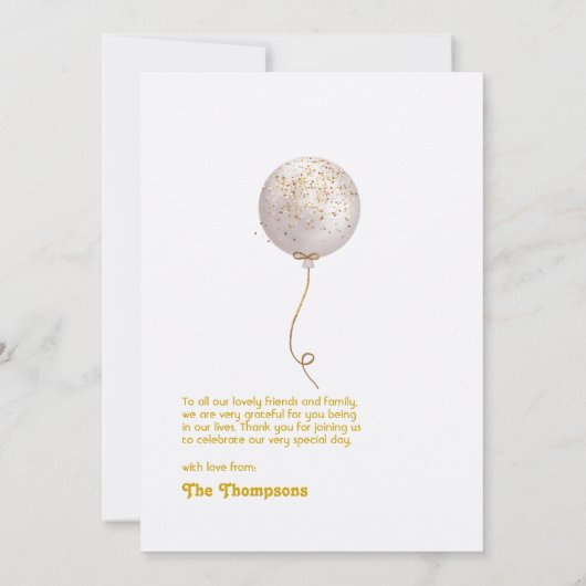 Teddy Balloon Confetti Dankeskarte (Rückseite)