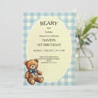 Teddy Bär 1. Geburtstag Einladung