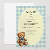 Teddy Bär 1. Geburtstag Einladung (Vorne/Hinten)