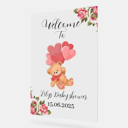 Teddy Bär Acryl Babydusche Acrylschild (Winkel)