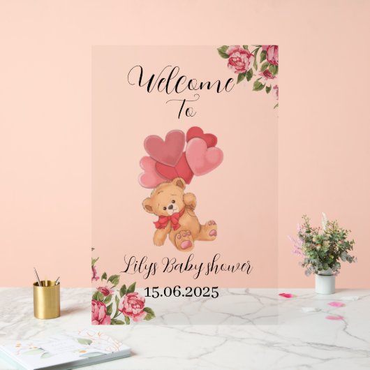 Teddy Bär Acryl Babydusche Acrylschild (Hochzeit)