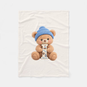 Teddy Bär Anfangsbuchstabe I Baby Jungen Geschenk Fleecedecke