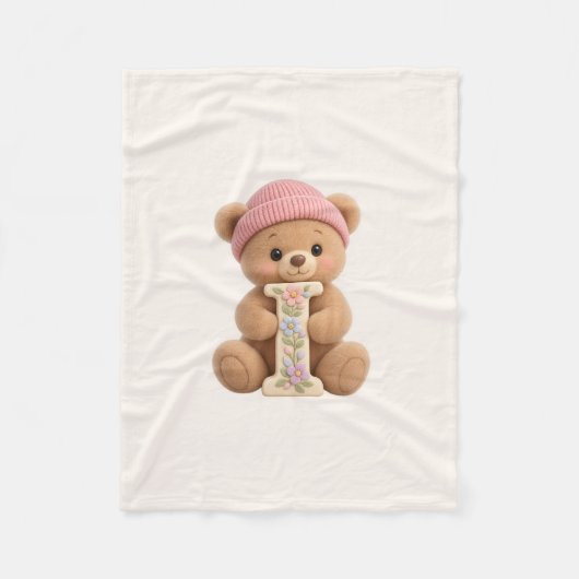 Teddy Bär Anfangsbuchstabe I Baby Mädchen Geschenk Fleecedecke (Vorderseite)