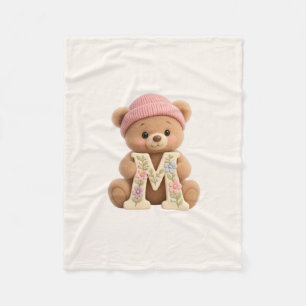 Teddy Bär Anfangsbuchstabe M Baby Mädchen Geschenk Fleecedecke