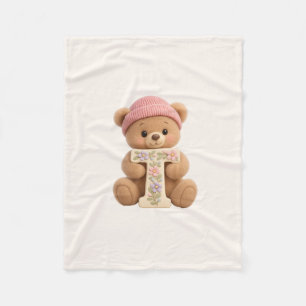 Teddy Bär Anfangsbuchstabe T Baby Mädchen Geschenk Fleecedecke