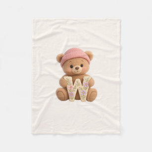 Teddy Bär Anfangsbuchstabe W Baby Mädchen Geschenk Fleecedecke