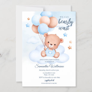 Teddy-Bär-Aquarell-Junge-Baby-Party-Anpassbar Magneteinladung