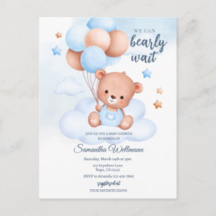 Teddy-Bär-Aquarell-Junge-Baby-Party individuell an Postkarte