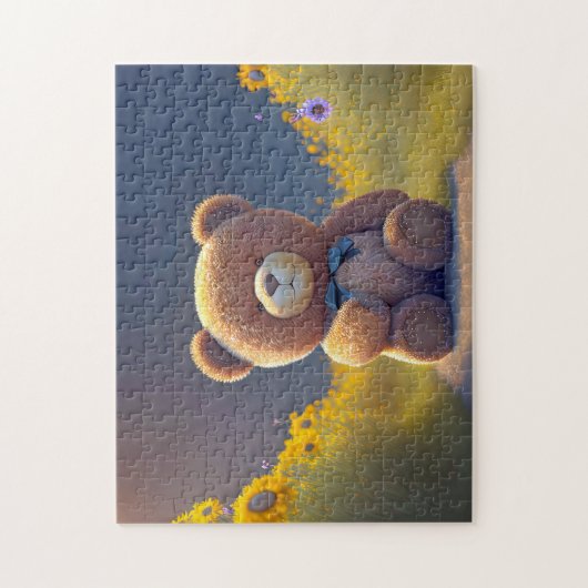 Teddy Bär auf der Wiese, niedlich Puzzle (Vertikal)