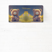 Teddy Bär auf der Wiese, niedliche Babydusche Banner (InSitu)