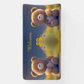 Teddy Bär auf der Wiese, niedliche Babydusche Banner (Vertikal)