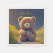 Teddy Bär auf der Wiese, niedliche Babydusche Serviette (Vorderseite)