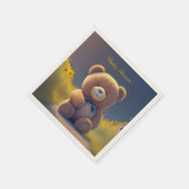 Teddy Bär auf der Wiese, niedliche Babydusche Serviette (Ecke)