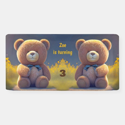 Teddy Bär auf der Wiese, niedliche Kinder jeden Al Banner (Horizontal)