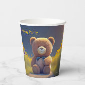 Teddy Bär auf der Wiese, niedlicher Brauch Pappbecher (Rückseite)