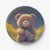 Teddy Bär auf der Wiese, niedlicher Brauch Pappteller (Vorderseite)