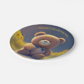Teddy Bär auf der Wiese, niedlicher Brauch Pappteller (Schrägansicht)