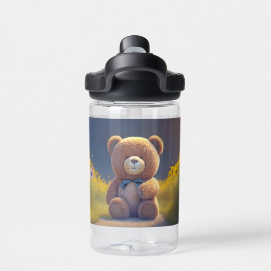 Teddy Bär auf der Wiese, niedlicher Brauch Trinkflasche (Rückseite)