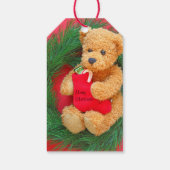 Teddy Bär auf Kranz mit Strumpf Geschenkanhänger (Rückseite)