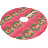 Teddy Bär auf Kranz mit Strumpf Polyester Weihnachtsbaumdecke (Schrägansicht)