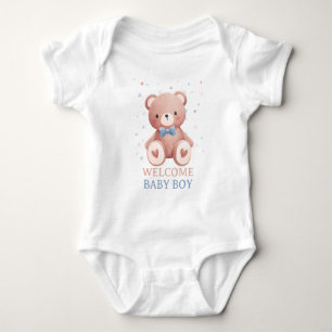 Teddy-Bär-Baby-Body - Sanftes Blau mit Sternen Baby Strampler