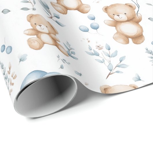 Teddy Bär Baby Dusche Packpapier (Rolleneckpunkt)