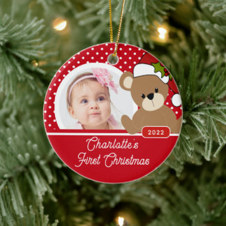Teddy Bär Baby erstes Weihnachten Foto Keramik Ornament