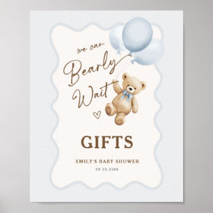 Teddy-Bär-Baby-Jungen- Babyshower-Geschenke Poster