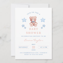 Teddy-Bär-Baby-Jungen-Shower - Sanfte blaue Sterne