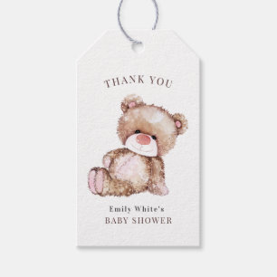 Teddy-Bär-Baby-Party-Einladung kann es kaum erwart Geschenkanhänger
