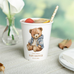 Teddy-Bär-Baby-Party-Einladung kann es kaum erwart Pappbecher