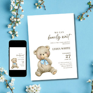 Teddy-Bär-Baby-Party-Einladung kann kaum warten Einladung