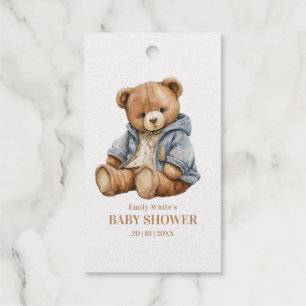 Teddy-Bär-Baby-Party-Einladung Kann kaum warten  Geschenkanhänger